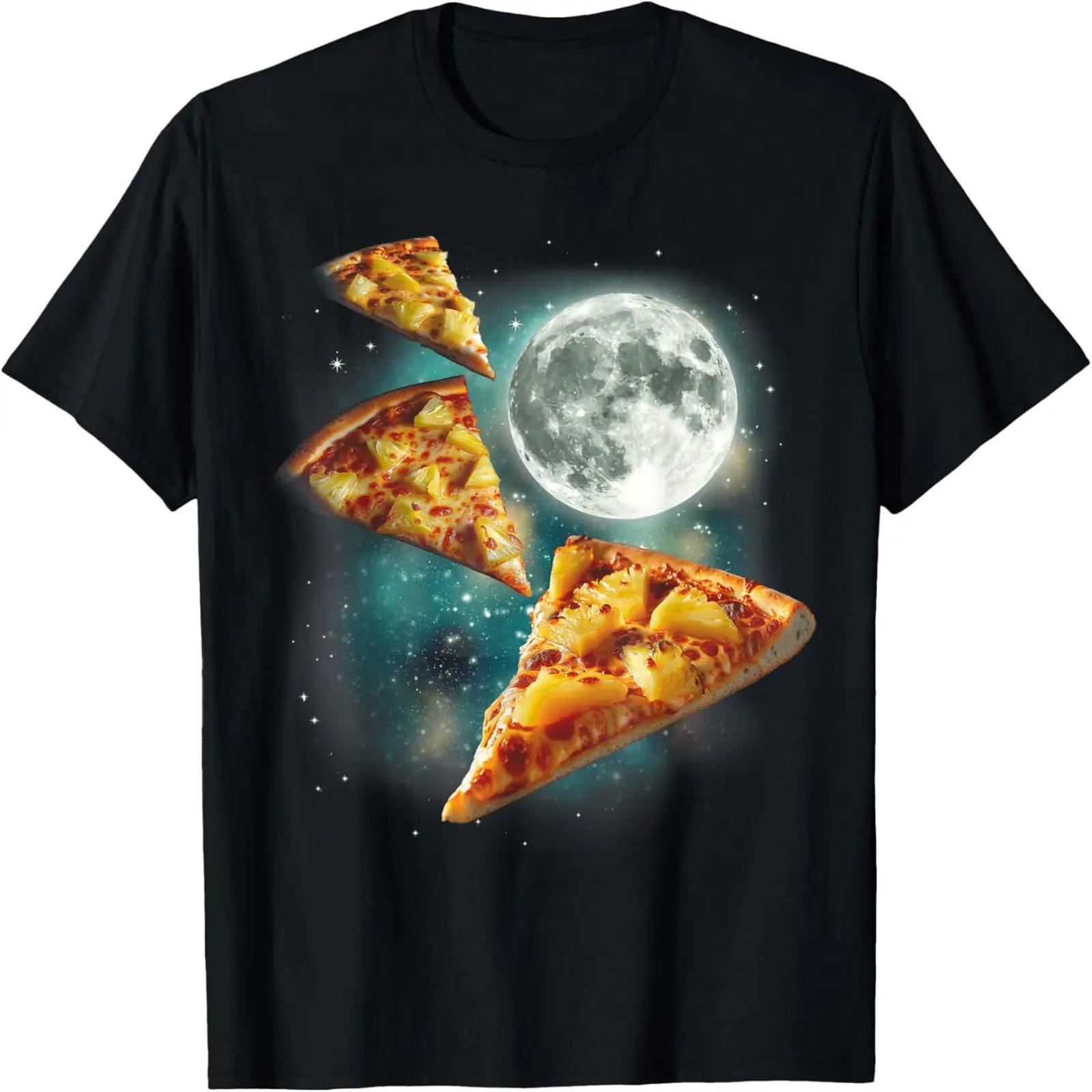 Three Pineapple Pizza Moon _ Cursed Funny 3 Pizzas Meme T-Shirt S