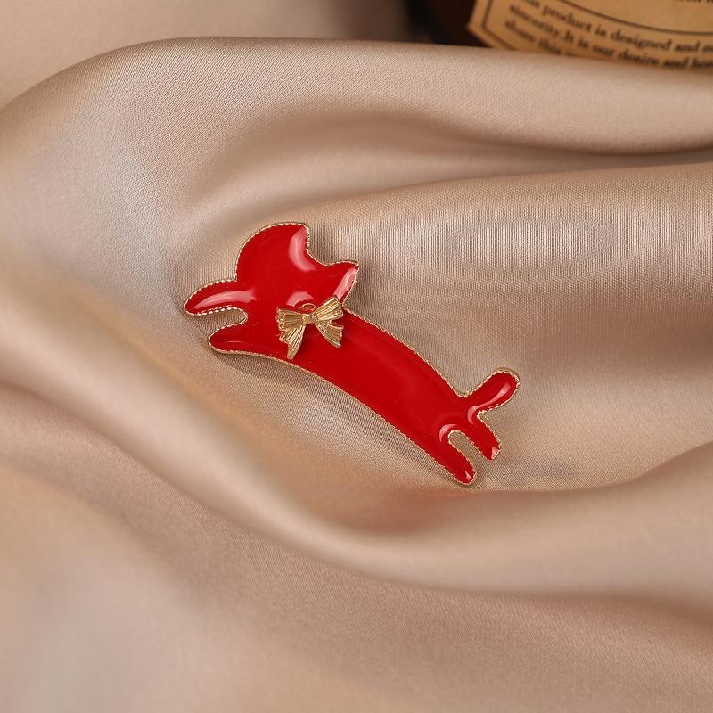 Red Cartoon Cute Cat Butterfly Brooch Light Luxury and High-end Exquisite and High-end Niche Brooch and Brooch Accessory