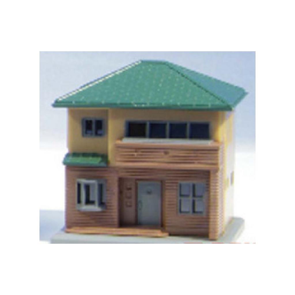 Rokuhan Bitola Z S044-2 Modelo de Casa Marrom de Dois Andares para Layouts de Trem - Edifício em Miniatura Detalhado