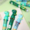 1pc Dinosaur-Themed 10-Color Retractable Ballpoint Pen - Fun Creative Stationery Gift, Korean Stationery,office Supplies