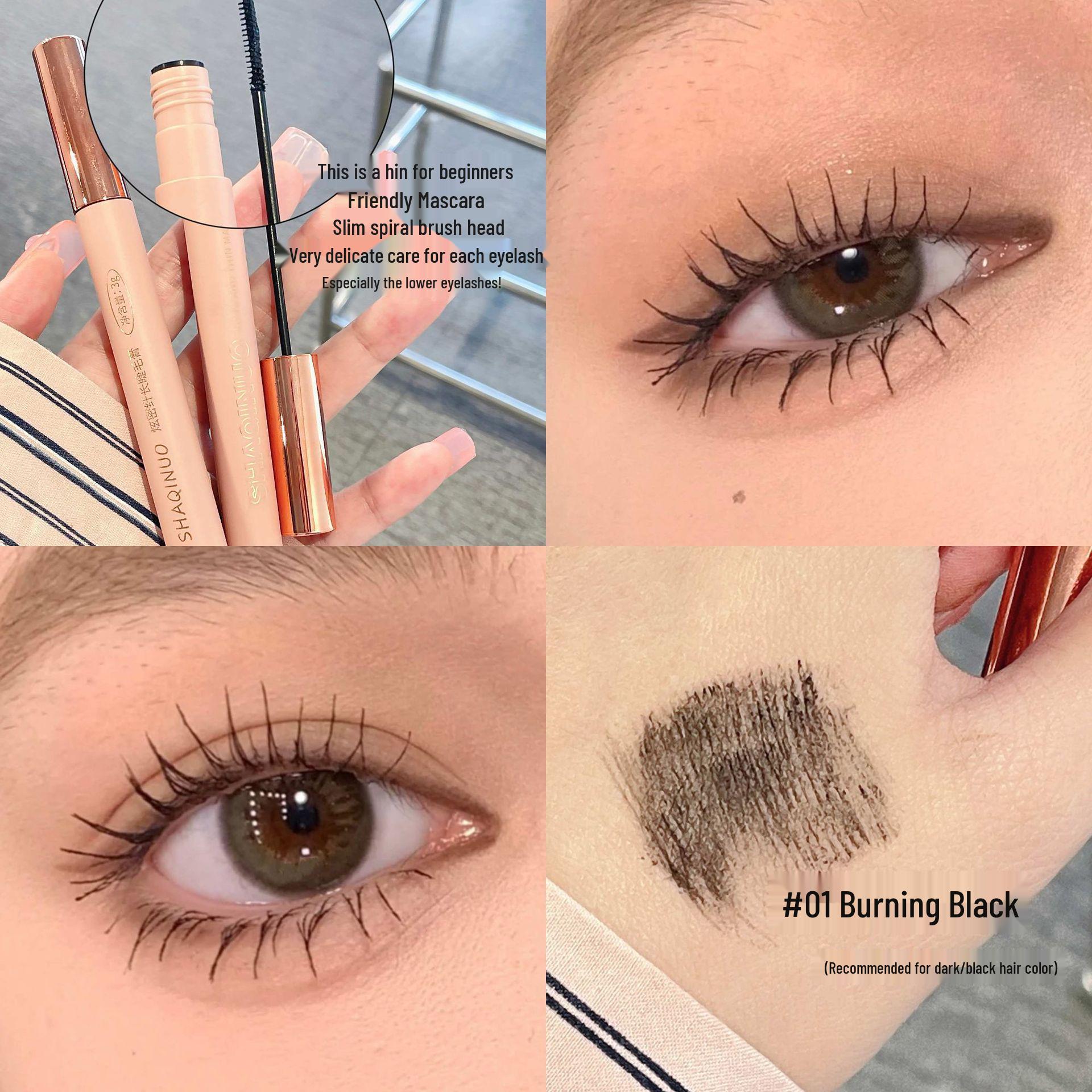 

SHAQINUO Colorful Mascara: Dense, Long-lasting, Thick, Curling, Ultra-fine Brush, Smudge-free. чёрный/древесный уголь