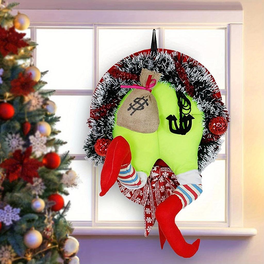 1 Stück Weihnachts-Dieb Kranz Türhänger für Feiertagspartys, Wohnzimmerfenster, Glastür, Weihnachtsbaumdekoration