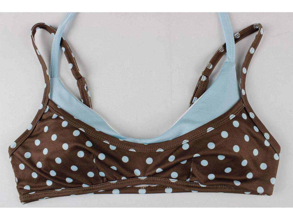 Slim Polka Dot Color Block Open-Back Bandage Bikini