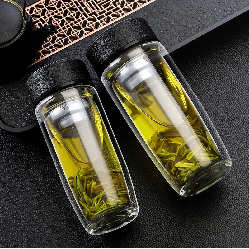 OLOEY Double Wall High Borosilicate Glass Water Bottle