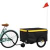 VidaXL Remorque de Vélo, Chariot de Transport avec Barre d'Attelage, Remorque de Bicyclette avec Drapeau pour Bagage, Noir 94099