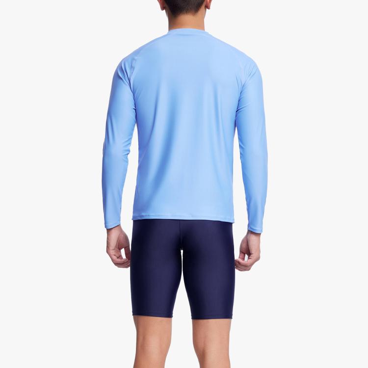Anta Solid Color Round Neck Pullover Slim Fit Long Sleeve Swimwear Men Swimwear Clear-Sea-Blue 1823531452-1