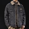 Men's Trendy Denim Lambswool Jacket - Thick, Warm, Retro Workwear Winter Style