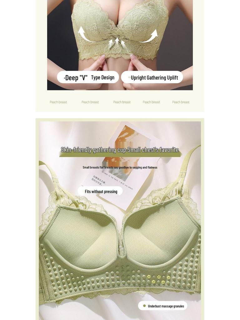 Lace Back Sexy Uplift Bra - Wireless, Side Support, Summer Thin