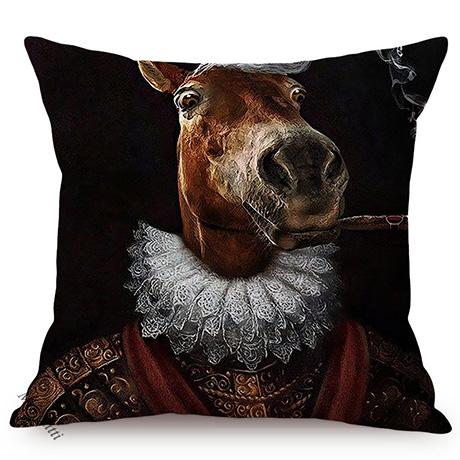 Nordic Art Posters Style Decoration Cushion Cover Lion Rabbit Zebra Deer Funky Animal Funny Oil Painting Sofa Throw Pillow Cases
