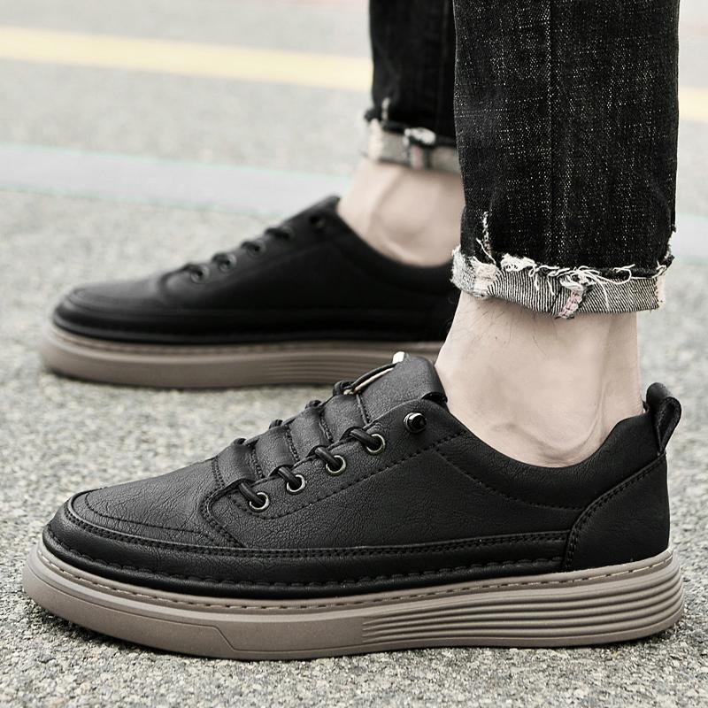 Men's Sneakers Genuine Leather Male Skate Shoes Youth Teenage Outdoor Shoes Vulcanize Shoes Mens Fashion Casual Walking Footwear