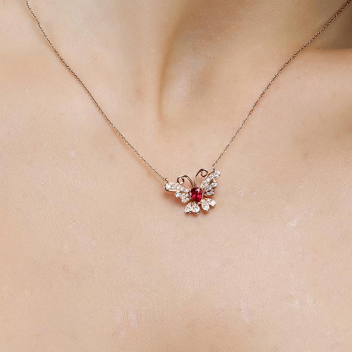 BELLA BOX Classic Pendant Necklaces With Butterfly For Women Charm Wedding Engagement Fine Jewelry