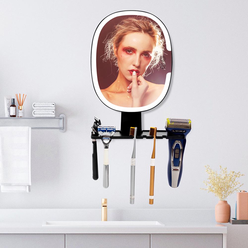 Shower-Proof LED Makeup & Shaving Mirror with Anti-Fog, Storage Shelf & Hooks