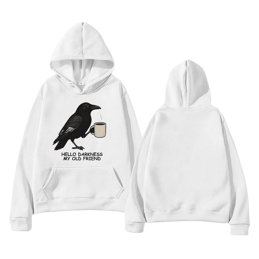 Modna Unisex Lekka Bluza Pulower z Długim Rękawem i Kieszeniami z Nadrukiem