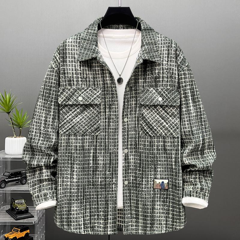 

Большой размер 6XL-11XL Осеннее пальто для мужчин Верхняя одежда Модные мужские клетчатые куртки оверсайз с длинным рукавом 11XL