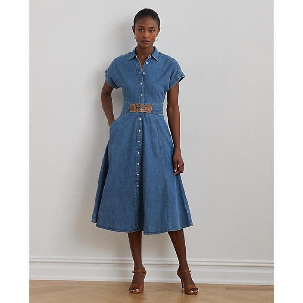 Lauren Ralph Lauren Buckle Trim Denim Shirt Dress  Wmlddrssn820194400 0
