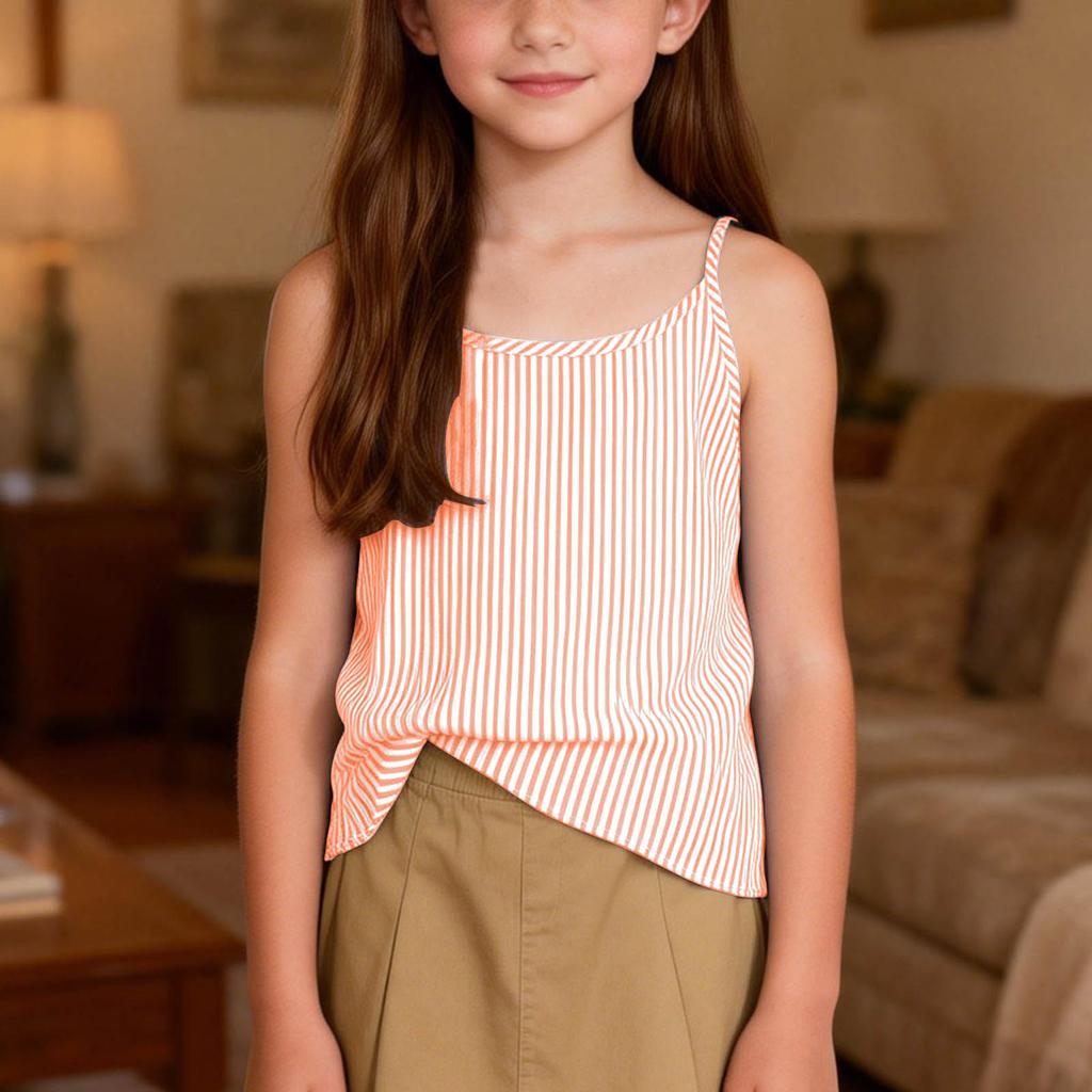 Children's Fashionable And Cute Striped Sleeveless Camisole Casual Girls' Top