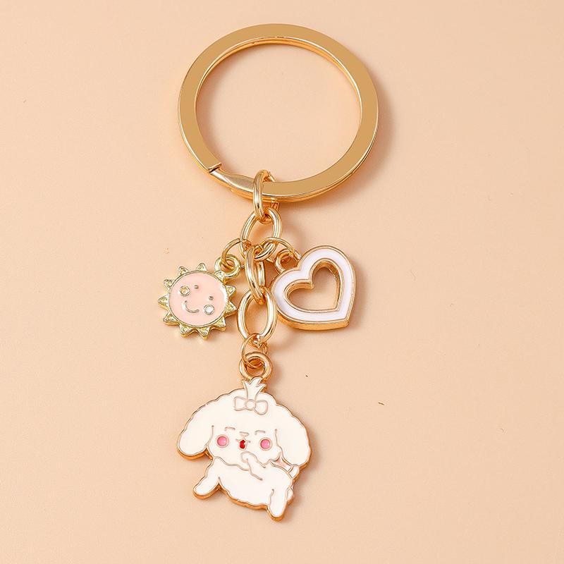 Cute Enamel Dog Penguin Duck Keychain Animal Rabbit Key Ring for Women Girls Handbag Pendants DIY Jewelry Accessories