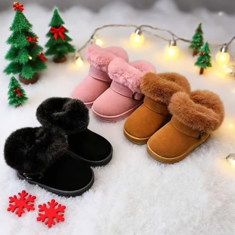 Girls Winter Snow Boots Non Slip Rubber Sole Warm Cold Weather Toddler Kids Easy on Off Snow Playdates Pink Black Brown cm rosa