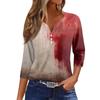 Damski T-shirt z nadrukiem Halloween, zapinany na guziki, rękaw 3/4, codzienny, weekendowy, modny, podstawowy, dekolt w serek, regularny top