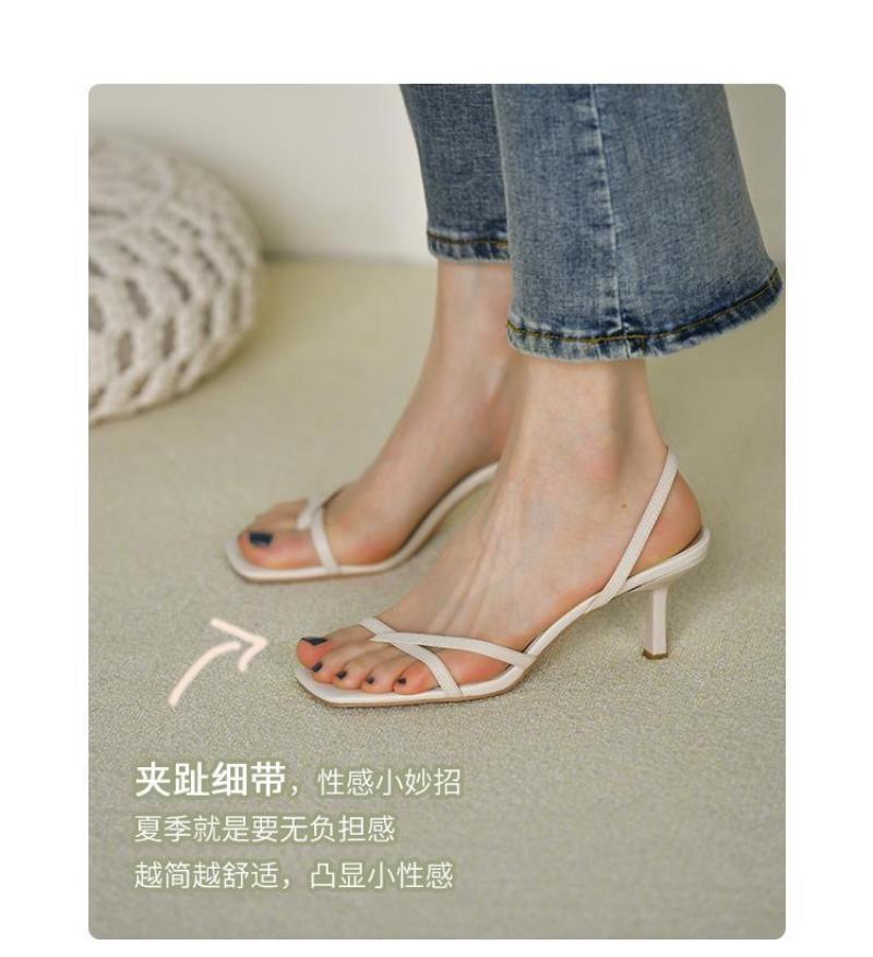 Sandały damskie z odkrytymi palcami Sandały damskie Letnie Eleganckie Damskie Buty na Niskim Obcasie Casualowe Damskie Sandalia Cienkie Wysokie Obcasy