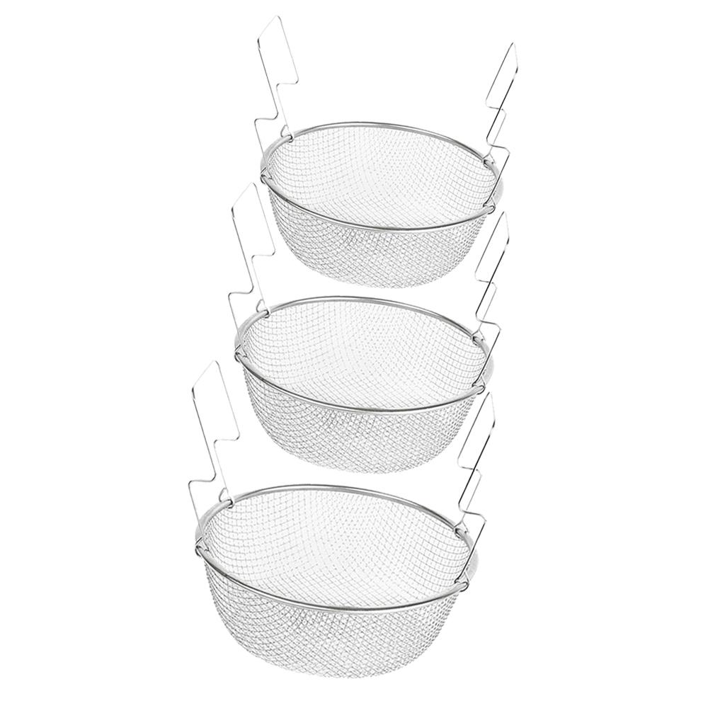 

3 Sizes Round Stainless Steel Mesh Strainer Basket Kitchen Food Strainer Round Mesh Basket Mesh Sifter for Fried Food Vegetable 18cm