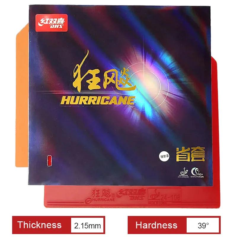 

DHS Hurricane 3 Provincial Table Tennis Rubber Orange Sponge Sticky Ping Pong Rubber for Loop Attack Red H39 T2.15