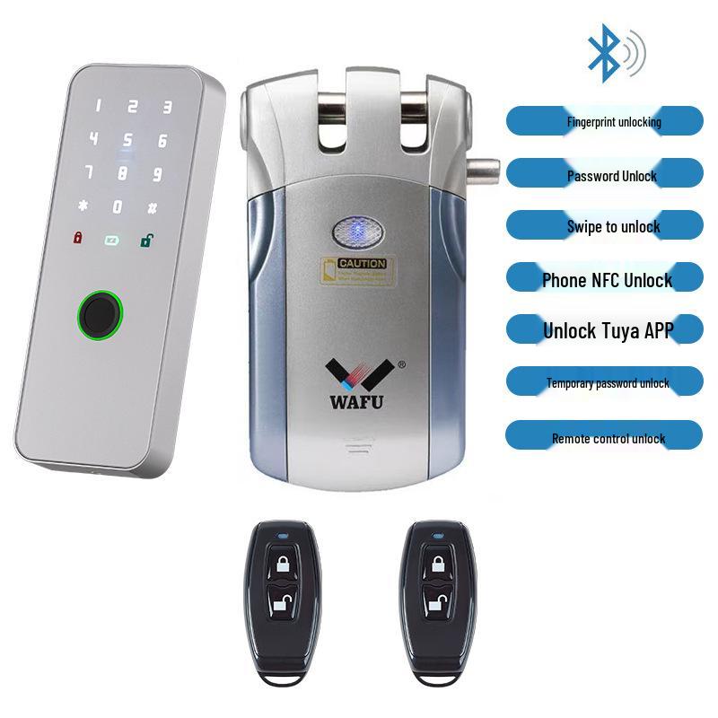 Wireless Remote-Control Smart Lock with Invisible Design and Electric Bull Head Lock for No-Drill Installation