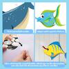 4 Pcs Wood Fish Nautical Wall Decor, Ocean Fish Shark Rustic Hanging Beach Decor, Cartoon Coastal Wall Art for Living Room, Nursery