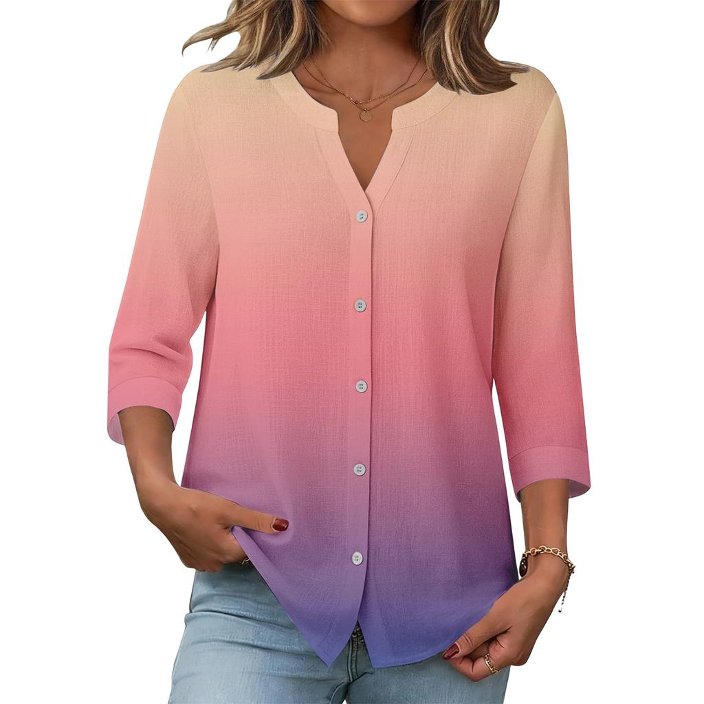 Top Casual da Donna con Stampa Sfumata