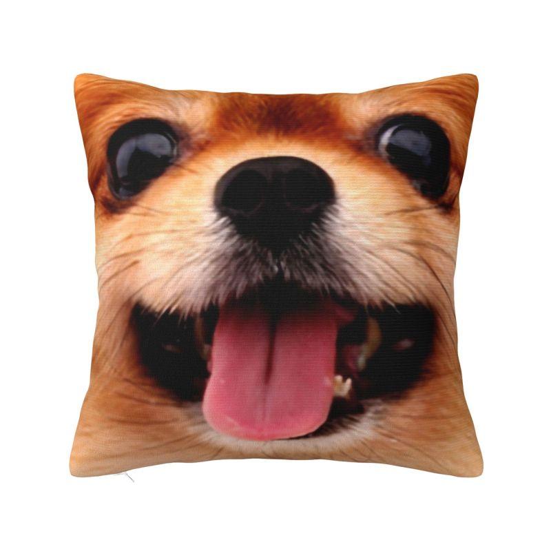 Maßgefertigter Sofakissenbezug mit nordischem Pomeranian-Motiv und Sommerblättern, Samt-Kissenbezug für Haustiere, Spitz-Kissenbezug, Schlafzimmerdekoration