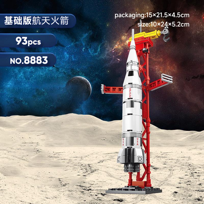 2024 Saturno 5 Razzo Nave Drago Stazione Spaziale Aviazione Spaceport Modello Centro Spaziale Set Blocchi da Costruzione Bambole Mattoncini Giocattoli per Bambini