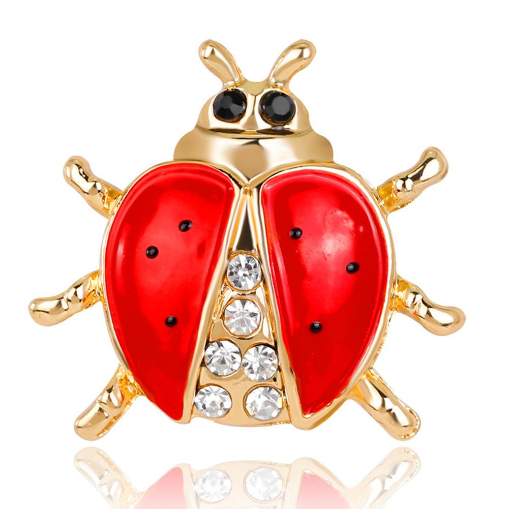 Women Girls Teen Refined Brooches Ladybug Modelling Dazzling Rhinestone Hat Dress Breastpin for Wedding Birthday Gift