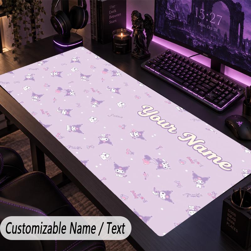 Custom Text Big Mousepad, Extended Desk Pad For Laptop Work GameKuromi