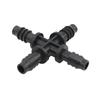 3/8 Inch 4-Way Connector Black Pipe Connector Plastic Garden Irrigation Hose Splitter with Barb for 8 / 11mm Hose 5 Pcs