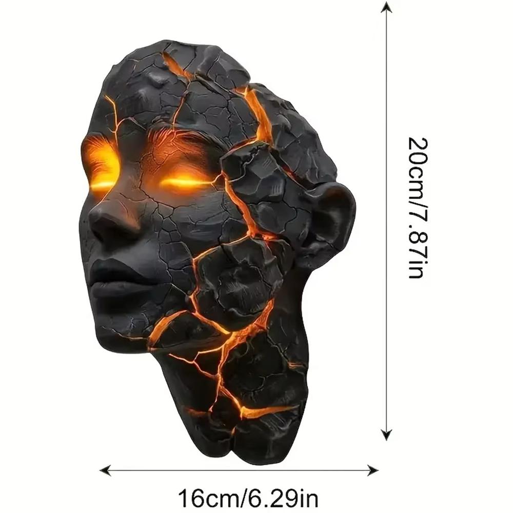 Cracked Soul Wall Light with Black Lava Shattered Effect 3D Resin Art Sconce for Gothic Home Halloween Atmosphere Decoration