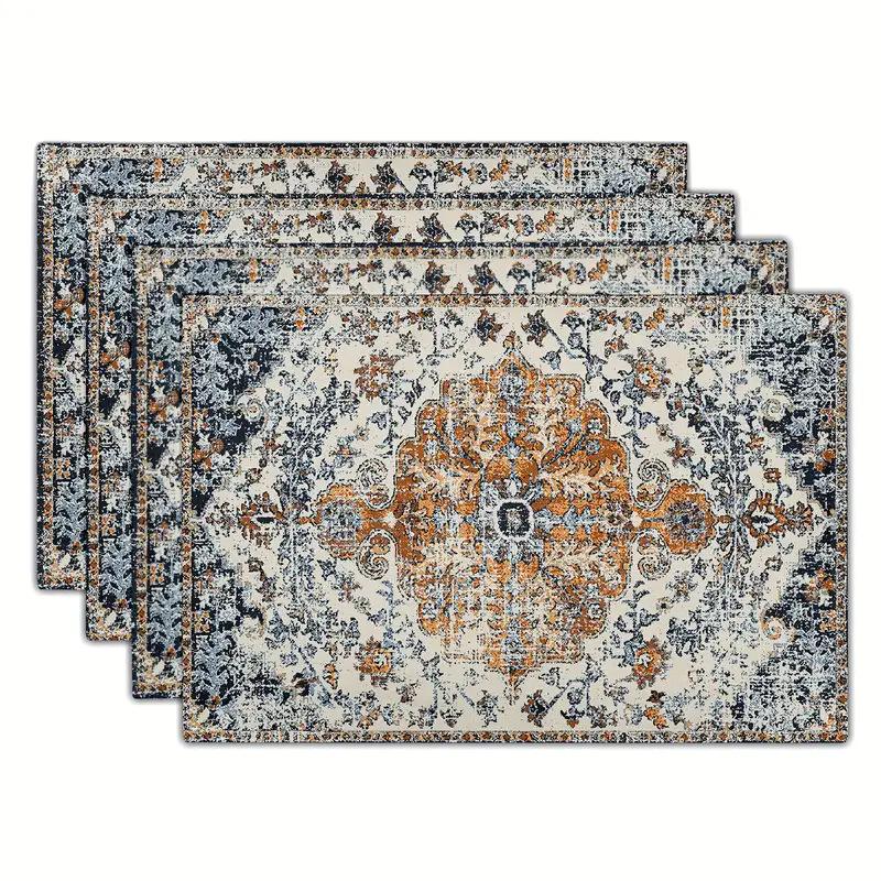Bohemian Geometric Retro Placemat - Vintage Polyester Heat-Resistant Dining Mat