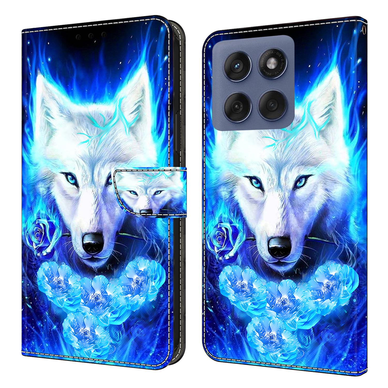 

Для Motorola Edge 60 Pro 5G Шкіряний чохол з друком візерунка Гаманець Підставка Відкидна кришка для телефону White Wolf