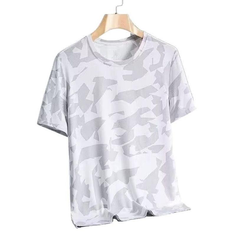 Short Sleeve T-Shirt Men'S Summer Thin Mesh Ice Silk Loose Top Half Sleeve Men'S Casual Large Size T-Shirt Quick Drying T
