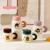 Cute Girl Mug Office Home Cartoon Ceramic Water Cup with Lid Couple Gift Souvenir High Value