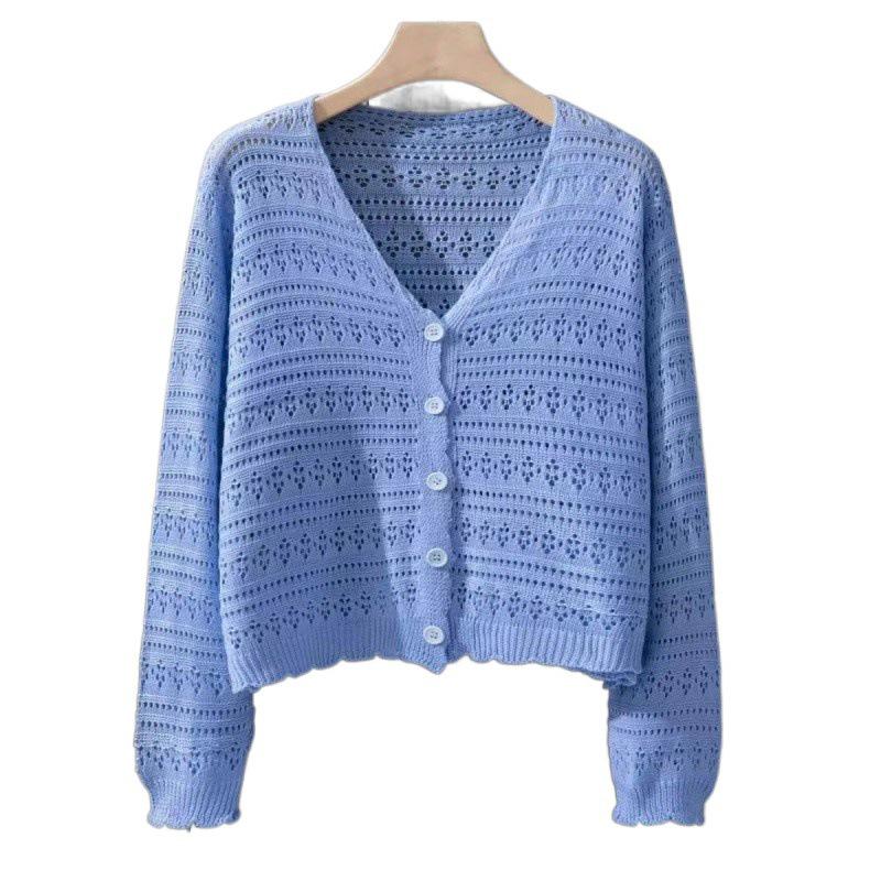 Women's White Hollow Knit Cardigan: Spring Ice Silk Shawl & Outerwear for Camisole Dress, Air Conditioning Shirt Top