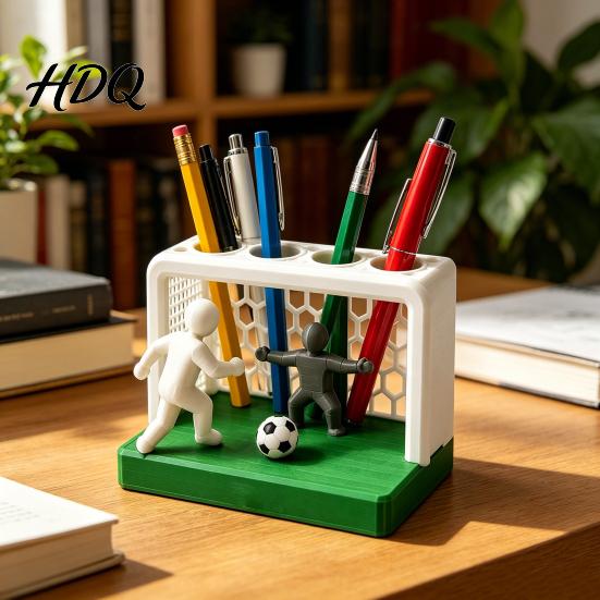 3D Pen Holder Soccer Goal And Player Figure Holder Printed Sports Colorful