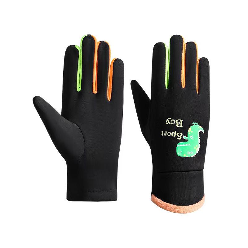 Kids' Waterproof Winter Gloves - Luminous Cartoon Dinosaur Design for Outdoor Sports & Snow Play