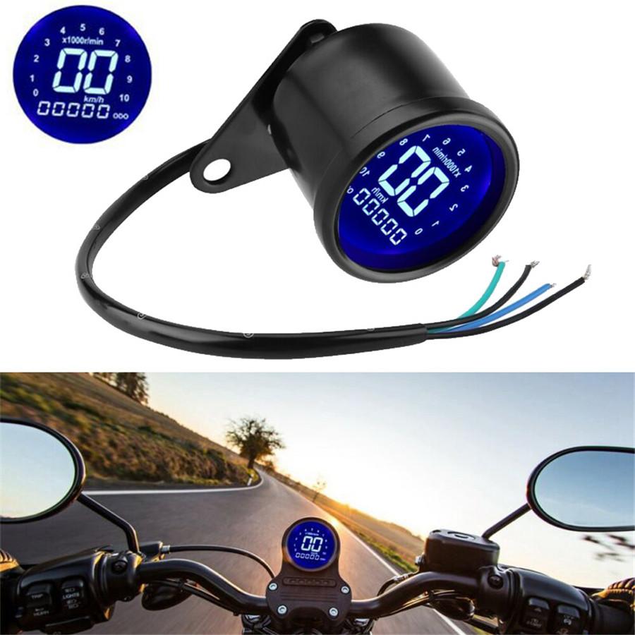 12V Motorcycle LCD Digital Odometer 7 Colors Waterproof Speedometer Tachometer