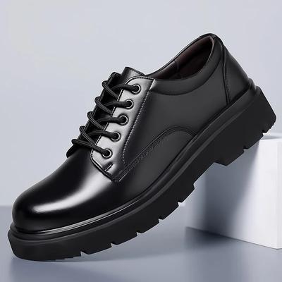 Men Dress Shoes Lace Up Patent Leather Men Oxfords Platform Black Round Toe Solid Business Luxury Shoes Men Free Shipping