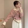 Pullover Sweater Female 2023 Korean Women Autumn Academy Sweater Loose and Slim Versatile Striped Top Long Sleeve Knit Sweater