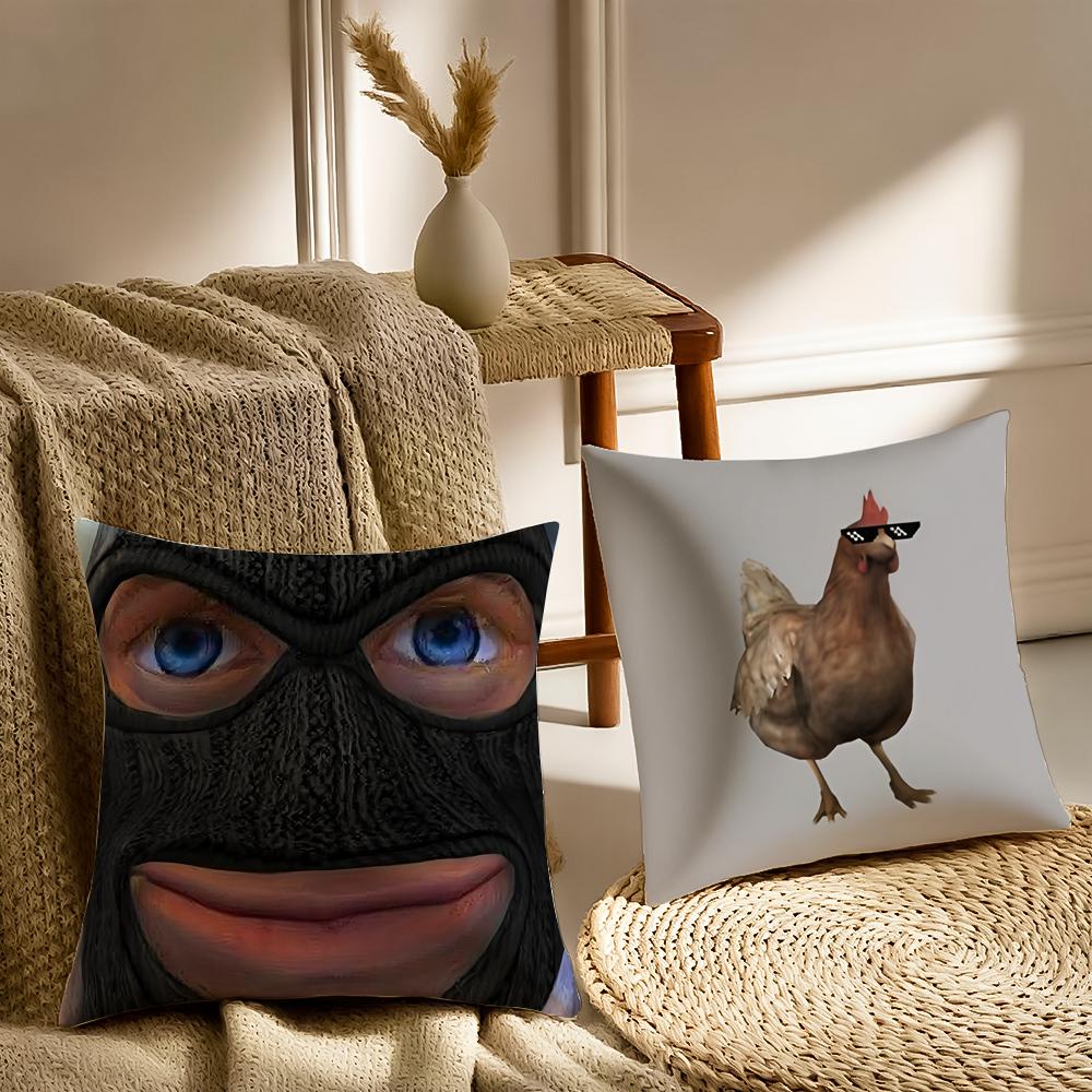 Funny Cs2 Cushion Cover Silky Short Plush With Invisible Zipper Dustproof Sofa Pillow Cover For Home Decor