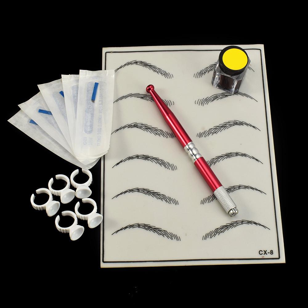 Microblading Kit Eyebrow Tattoo Needle Pen Set with Tattoo Pigment Practice Skin Ring Cups for Permanent Eyebrow Makeup Tattoo Kits