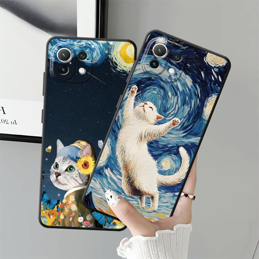 Cute Cartoon Cat Funda Phone Cover Case for Xiaomi Mi 10T 11T 12T Pro 12 11 12X 13 Lite 14