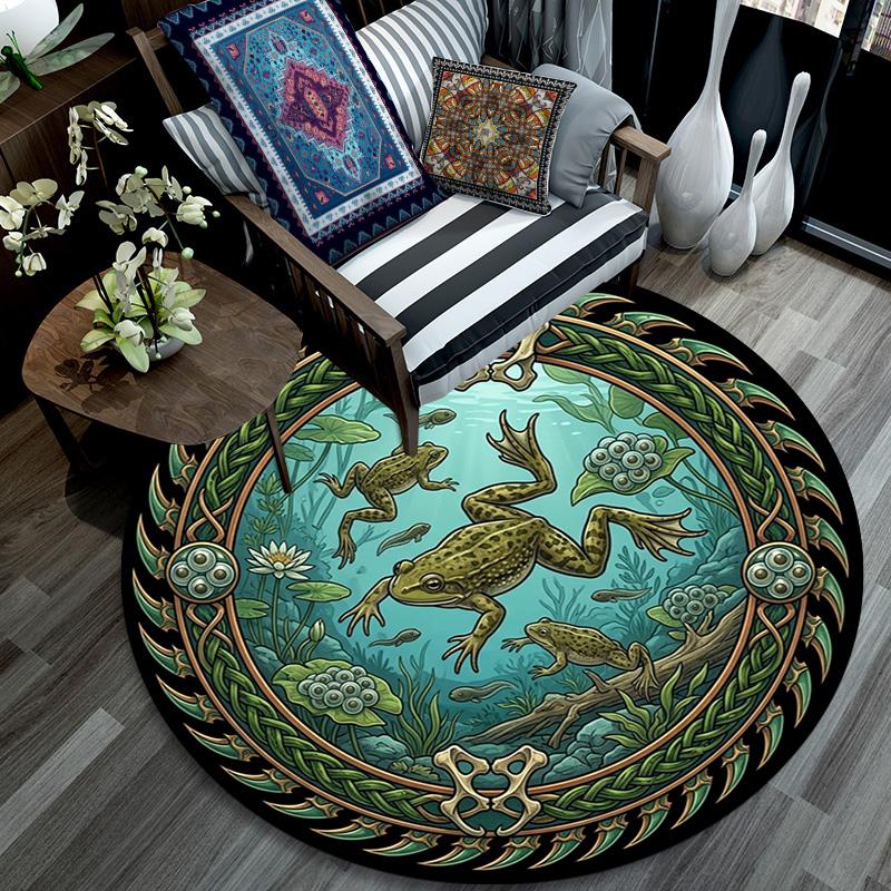 Frog Life Cycle Artwork Round Area Rug Under Office Chairs Bedroom Living Room Home Decor