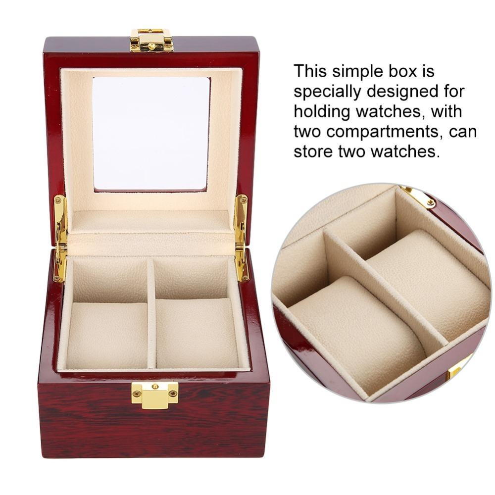 Metal Lock Wristwatch Display Case 2 Grids Design Watch Organizer Watch Storage Box  Men Women Use